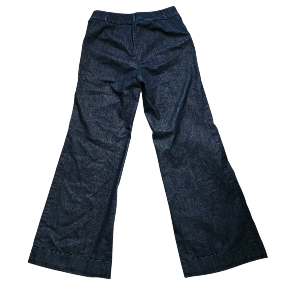 St. John Wide Leg Dark Wash Denim Pants Size 4 - Picture 2 of 8